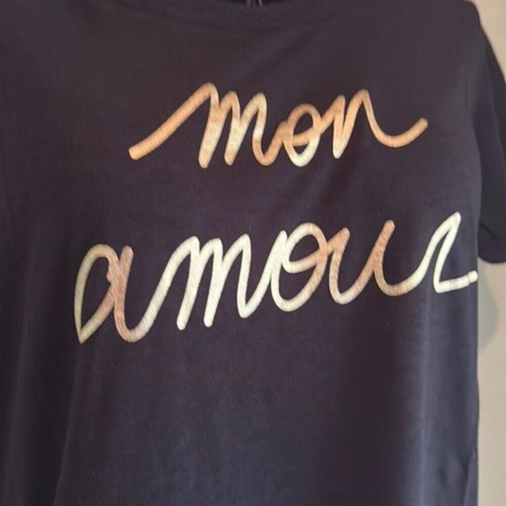 zadig and voltaire Skinny Short Sleeve Mon Amour Foil Tee M - Picture 4 of 7
